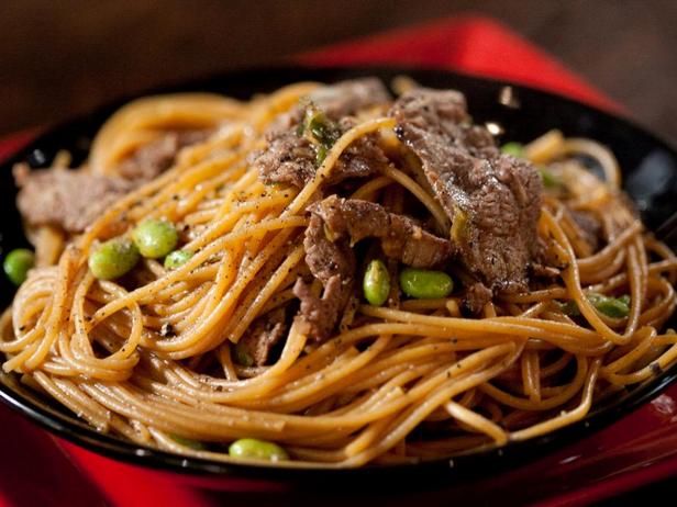 Как приготовить - Говядина терияки на сковороде со спагетти